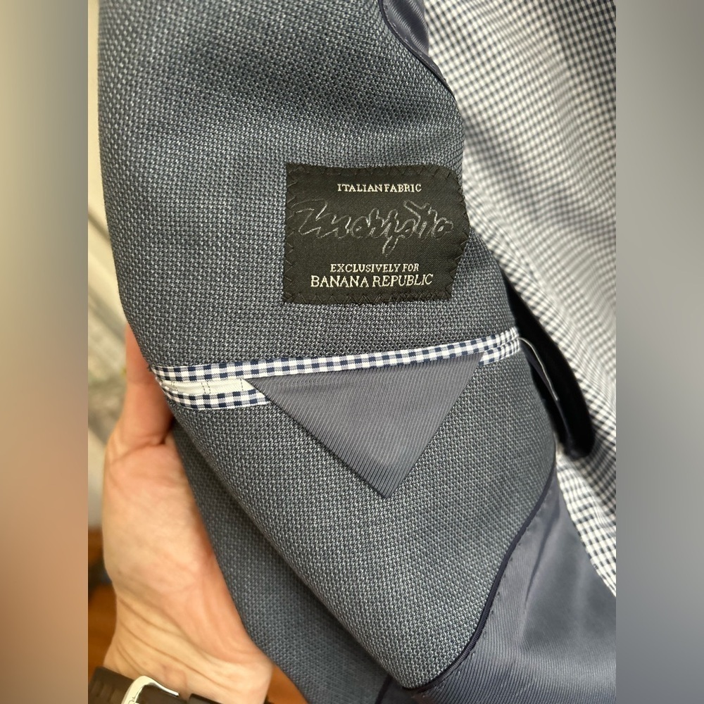 Banana Republic Marzotto Sport Jacket Blazer Wool Blue 36R Old Money Slim Fit - Picture 4 of 16